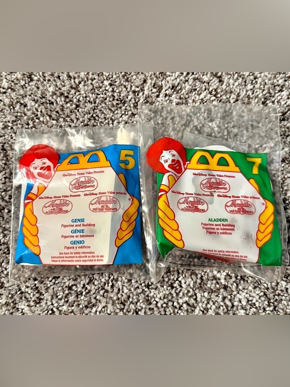 NIP 1996 McDonalds Disney’s Aladdin- #5 Genie And #7 Aladdin Kidcore Retro 90s